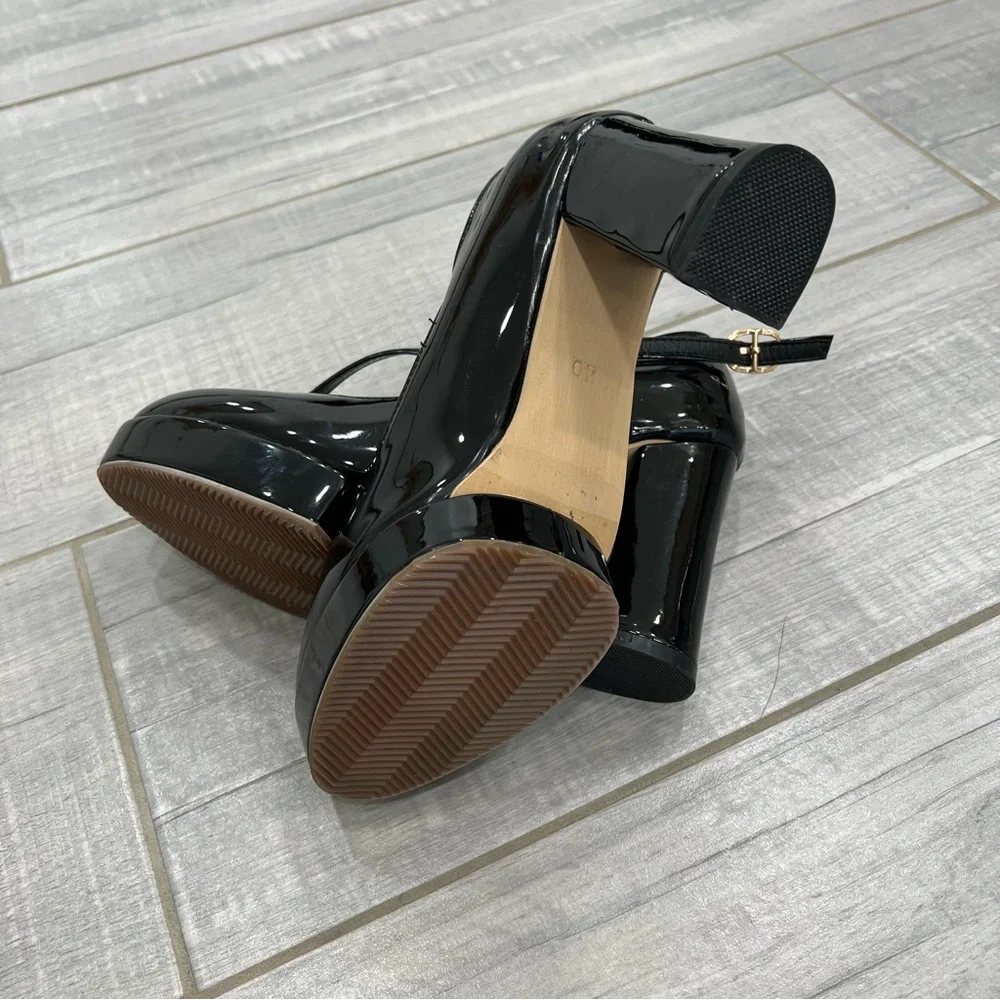 NEW Mary Jane Lolita Platform Chunky High Heel Round Toe Patent Leather Pumps - Picture 2 of 5